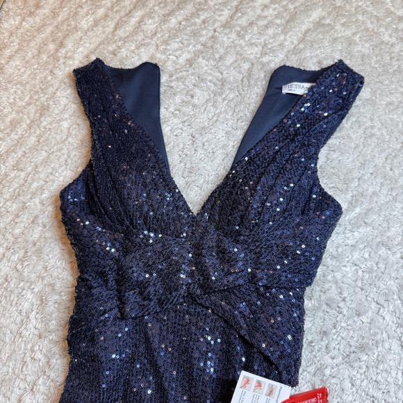 Ieena Mac Duggal Dress 6 Blue Sequin Sleeveless Formal Gown Prom Evening MOB - Picture 3 of 15